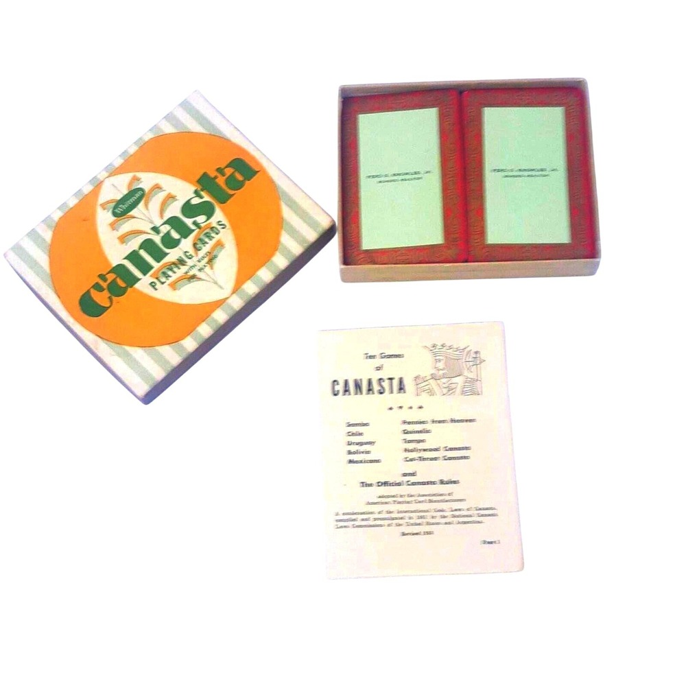 Vintage Whitman Canasta Playing Cards Set with 1953 Rules Realtor Advertising‎